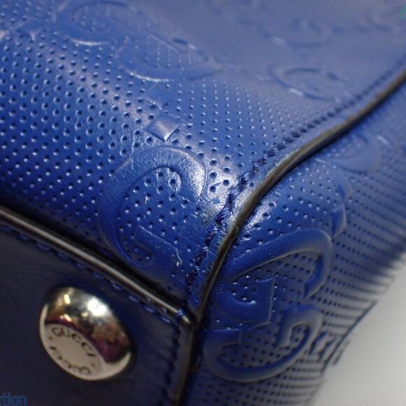 GUCCI Blue GG embossed leather tote bag - Picture 12 of 12